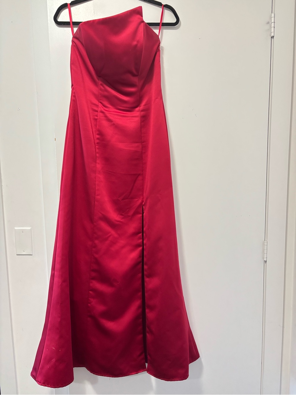 Red Satin Maxi Mermaid Evening Dress